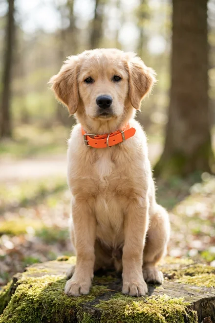 Puppy dog wearing a durable biothane collar