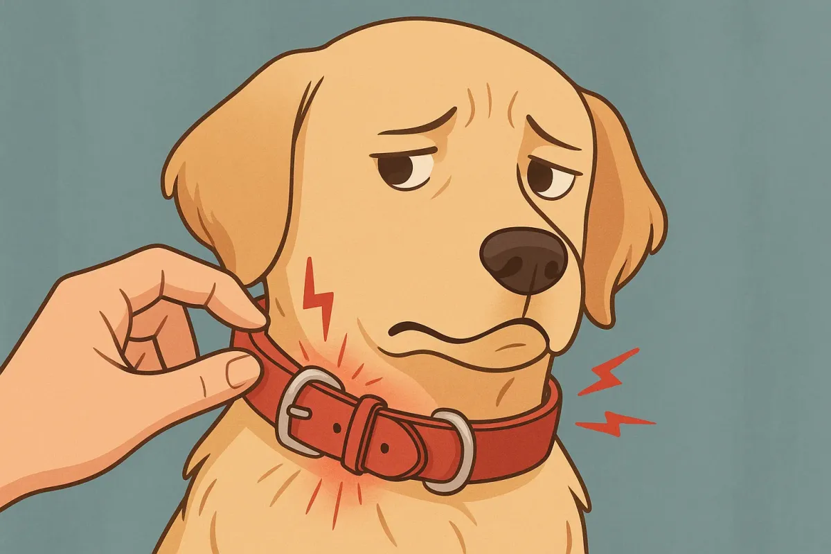 Perro rascándose el cuello por el roce del collar