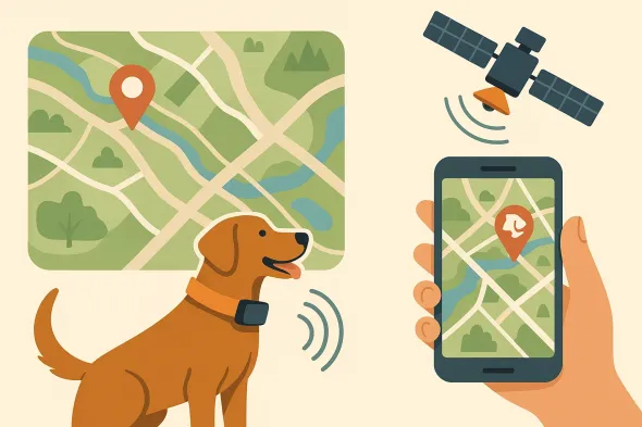Collare GPS per cani in funzione in una zona rurale