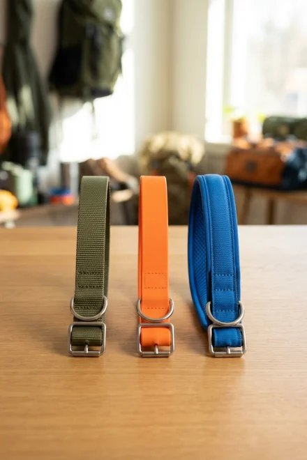 Comparativa de materiales para collares de perros deportistas