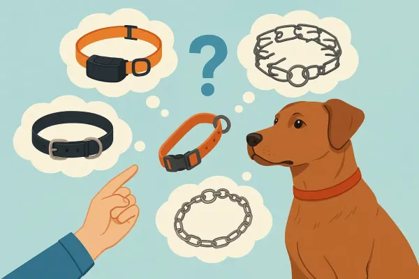 Dueño ajustando un collar de adiestramiento a su perro de manera correcta