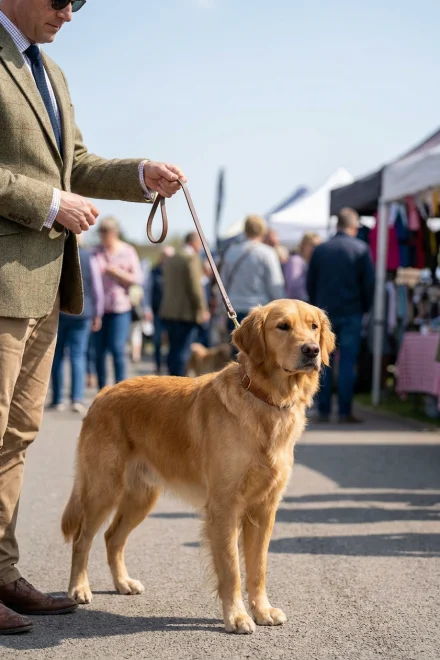 Dog control with collar and leash at events