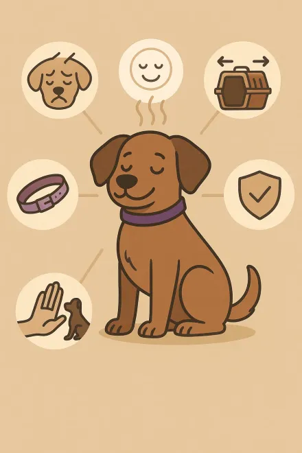 Calm dog wearing a pheromone collar