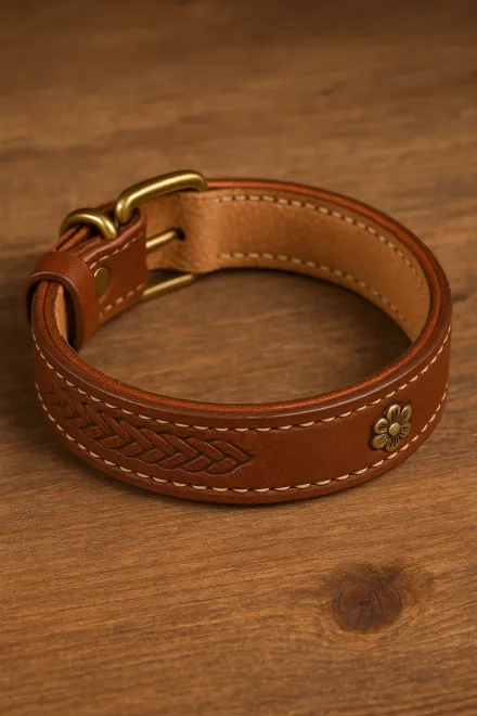 Handmade leather dog collar