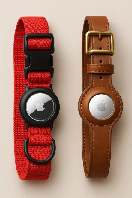 Dog collar with integrated AirTag