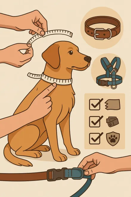 Dueño midiendo el pecho de su perro antes de comprar un arnés o collar