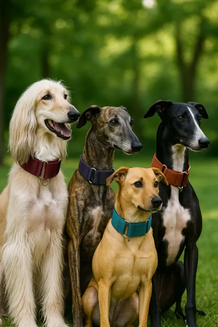 Greyhound with a Martingale collar