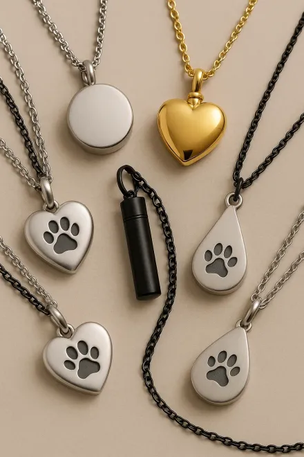 Person choosing a dog ashes necklace